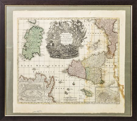 GEORG MATTHAUS SEUTTER (1678-1757) Siciliae Regnum cum adjacente Insula...