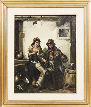 FRANCESCO MORELLI (1768-1840) Veduta d'interno con personaggi - Interior View...