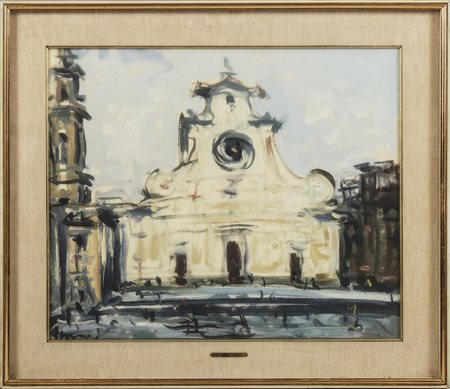 ENZO PREGNO (1898-1972) Piazza Santo Spirito - Florence View olio su tela -...