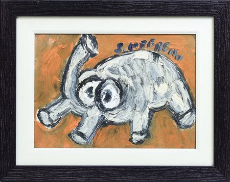 SILVIO LOFFREDO (1920-2013) Elefantino - Little Elephant olio su cartone...