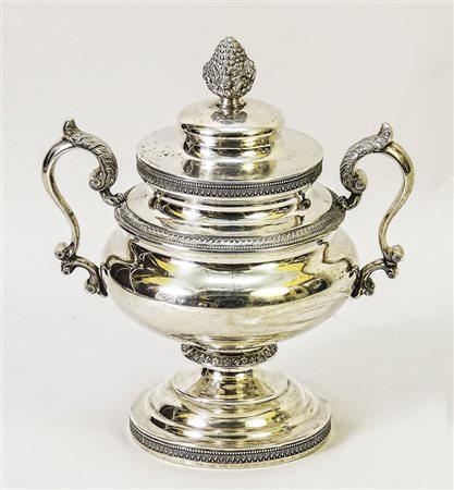 ZUCCHERIERA IN ARGENTO - SILVER SUGAR BOWL XIX secolo - 19th Century bordi...