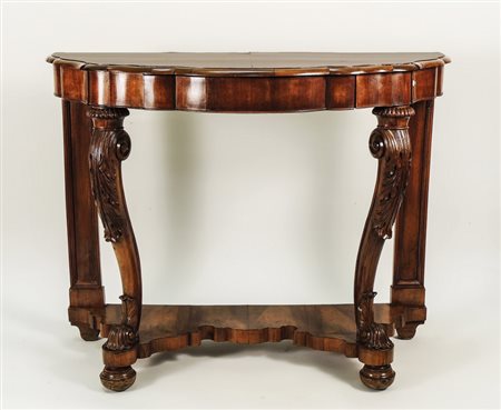 CONSOLE IMPIALLACCIATA IN NOCE - WALNUT VENEERED CONSOLE seconda metà del XIX...