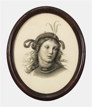 RITRATTO FEMMINILE - FEMALE PORTRAIT XIX secolo - 19th Century matita su...