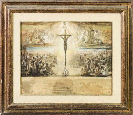 STUDIO PER CROCIFISSIONE - STUDY FOR CRUCIFIXION bozzetto a tecnica mista su...