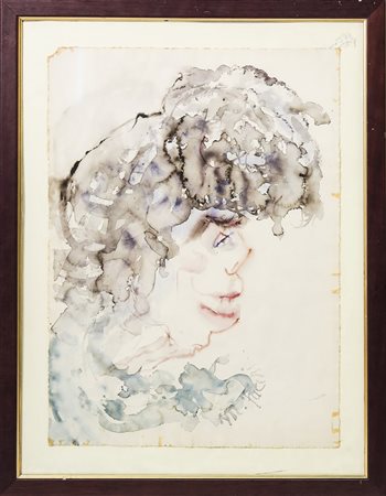 MIPPIA FUCINI (1907-1998) Ritratto femminile - Female Portrait acquerello su...