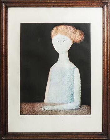 ANTONIO BUENO (1918-1984) Ritratto di fanciulla - Portrait of a Girl...