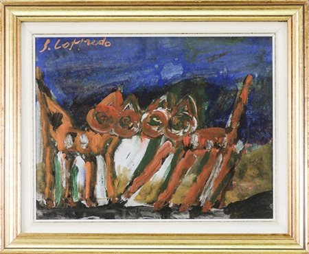 SILVIO LOFFREDO (1920-2013) Gattini - Kittens olio su tavoletta - oil on...