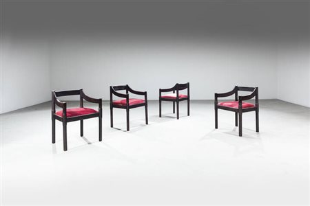 VICO MAGISTRETTI<BR>Quattro poltroncine della serie Carimate