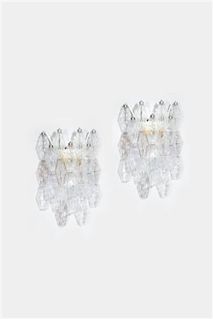 PAOLO VENINI<BR>Coppia di appliques mod. Poliedri