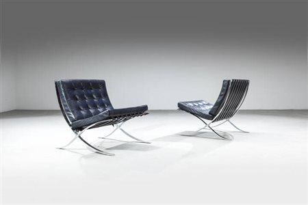 LUDWIG MIES VAN DER ROHE<BR>Coppia di poltrone mod. Barcellona