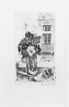 MARIO CALANDRI<BR>Torino 1914 - 1993<BR>"Le viole" 1980