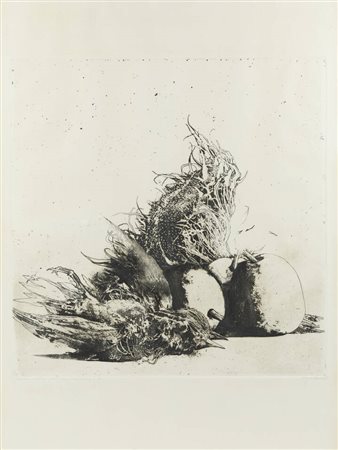 SERGIO SARONI<BR>Torino 1934 - 1991<BR>"Grande natura morta con girasole"