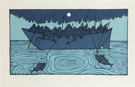 FRANCESCO CASORATI<BR>Torino 1934 - 2013<BR>"Pescatori" 1972