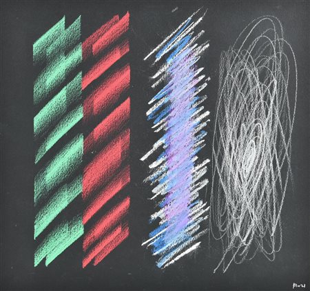 Ennio Finzi (1931) SENZA TITOLO pastelli su cartoncino, cm 33x35 firma...