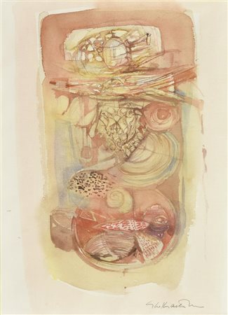 Giacomo Soffiantino (1929 - 2013) FIGURA E NATURA MORTA gouache su carta, cm...