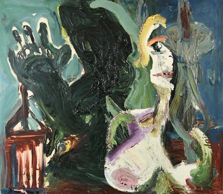 Bernard Damiano (1926 - 2000) SENZA TITOLO, 1977 olio su tela, cm 70x80 firma...