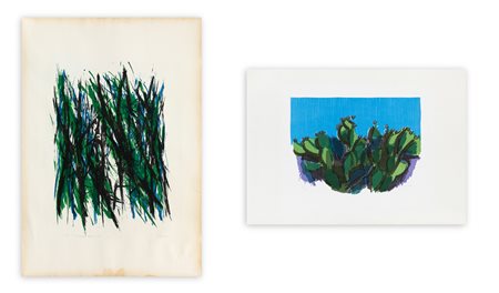 AUTORI VARI (ENNIO MORLOTTI E GINA ROMA) - Lotto unico di 2 litografie