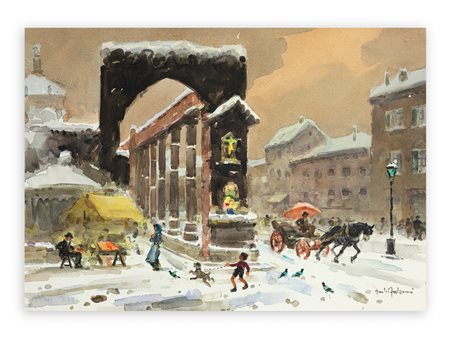 GIULIO FALZONI (1900-1978) - Vecchia Milano - Colonne di S. Lorenzo