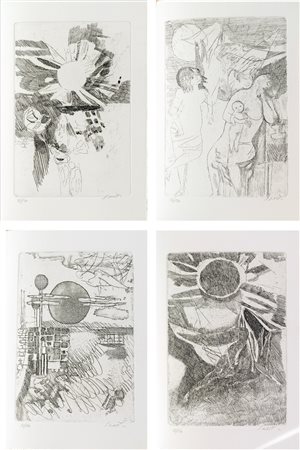 Bruno Saetti (Bologna 1902 - 1984), Libro “Trentatré Poesie di Diego Valeri con quattro acqueforti originali di Bruno Saetti”, 1973.