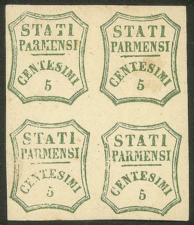Antichi Stati Italiani - Parma - Governo Provvisorio - 1859 - Quartina del 5 cent verde azzurro (12)