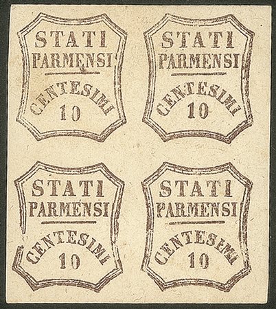 Antichi Stati Italiani - Parma - Governo Provvisorio - 1859 - Bellissima quartina del 10 cent bruno (14)