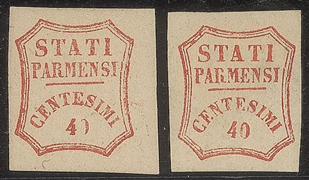 Antichi Stati Italiani - Parma - Governo Provvisorio - 1859 - due esemplari 40 cent vermiglio (17)