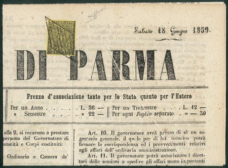 Antichi Stati Italiani - Parma - Governo Provvisorio - Giornale di Parma con 5 cent giallo arancio (1)
