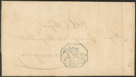 Antichi Stati Italiani - Sardegna - Cavallino stampa in azzurro c. 50 in uso amministrativo