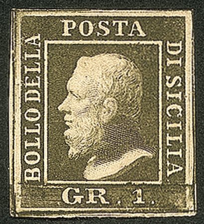 Antichi Stati Italiani - Sicilia - 1859 - 1 grano bruno oliva grigiastro (3e)