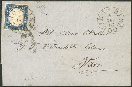 Antichi Stati Italiani - Sicilia - Bisacquino 26 gen 63 - 15 cent (12 - Regno)