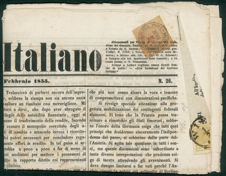 Antichi Stati Italiani - Toscana - 1851/1854 - Giornale 'Il Corriere Italiano' affrancato in partenza da Vienna con Austria K. 1 giallo (1)