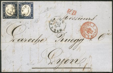 Regno - Vittorio Emanuele II - Affrancatura mista con valori gemelli