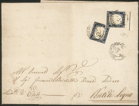 Regno - Vittorio Emanuele II - Lettera con due esemplari 20 cent indaco (2)