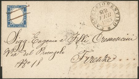 Regno - Vittorio Emanuele II - Lettera affrancata con 15 cent azzurro (11)