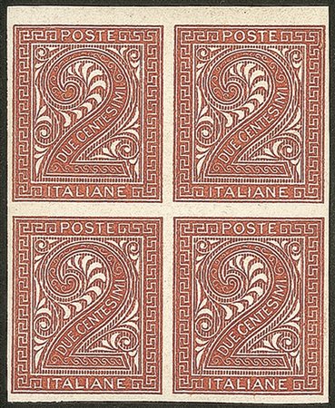 Regno - Vittorio Emanuele II - 1863 - Torino - Prove d'Archivio - 2 cent rosso mattone (P15)