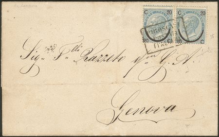 Regno - Vittorio Emanuele II - Lettera con coppia 20/15 cent III tipo