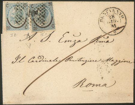 Regno - Vittorio Emanuele II - Lettera con valori gemelli ferro di cavallo + III tipo