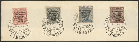 Regno - Vittorio Emanuele III - 1922 - Frammento con la serie completa del Congresso Filatelico (123/126)