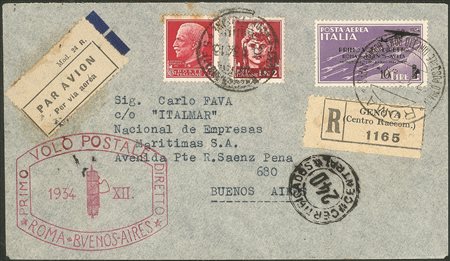 Regno - Vittorio Emanuele III - 1934 - Volo Roma Buenos Aires