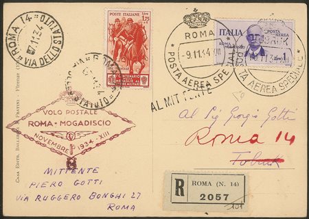 Regno - Vittorio Emanuele III - 1934 - Volo Roma Mogadiscio