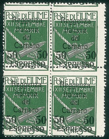 Occupazioni I guerra mondiale - Fiume - 1920 - 50 cent su 5 Espresso (4g varietà)