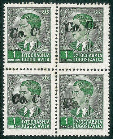 Occupazioni II guerra mondiale - Lubiana - 1941 - 1 din (3Bb + 3Bb + 3B + 3B varietà ga)