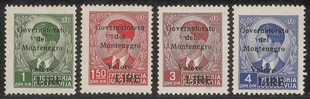Occupazioni II guerra mondiale - Montenegro - 1942 - Francobolli di Jugoslavia soprastampati (40/48)