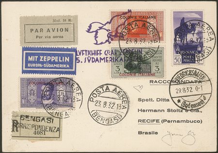 Colonie - Emissioni generali - 1932 - Graf Zeppelin 5° Sudamerikafahrt