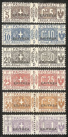 Colonie - Eritrea - 1917/1924 - Pacchi Postali soprastampati Nodo di Savoia (8/21)