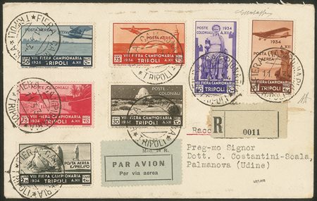 Colonie - Libia - 1934 - VIII Fiera Campionaria di Tripoli serie completa + Aerea (Libia 125/131 + A14/20)