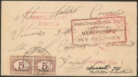 Colonie - Libia - Tripoli Corrispondenze Militari - 5 cent (1A - cifra rosso bruno)