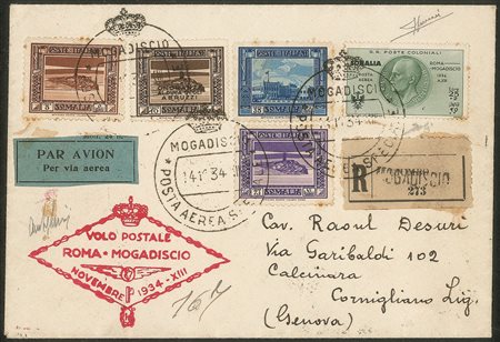 Colonie - Somalia - 1934 - Aerogramma raccomandato da Mogadiscio