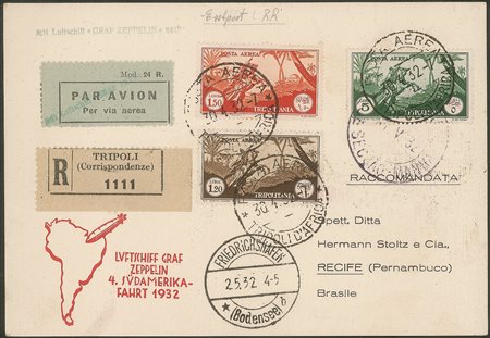 Colonie - Tripolitania - 1932 - Graf Zeppelin 4° Sudamerikafahrt