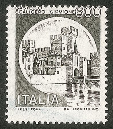 Repubblica - 1980/1992 - 600 lire nero Castelli privo della stampa del celeste (1523 var.)